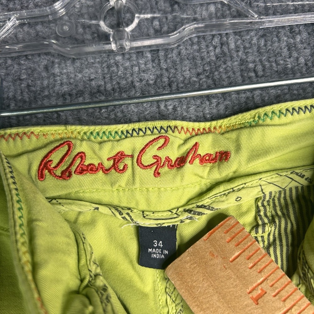 Robert Graham Mens Chino Shorts‎ Neon Green Size 34 - Picture 3 of 14